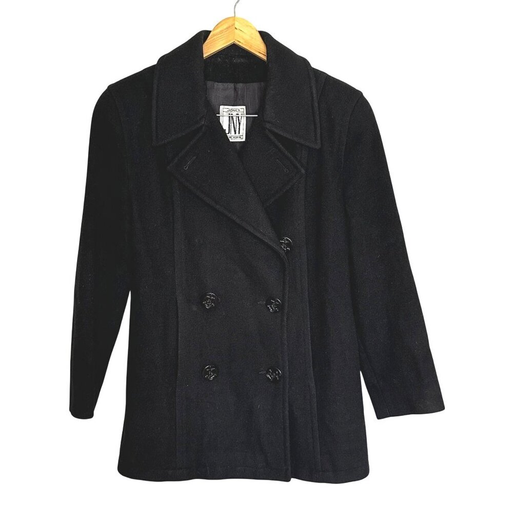 Vintage Wool Peacoat Women’s Small Double Breasted Jones New York Black 90s